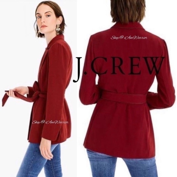 J.Crew NWOT burgundy 365 crepe tie waist wrap blazer *shop@iamwarrior - Picture 3 of 11